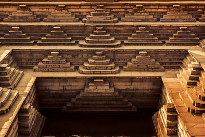 High angle view of stepped tank at hampi