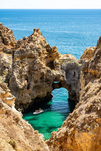 Scenic view of sea and rocks