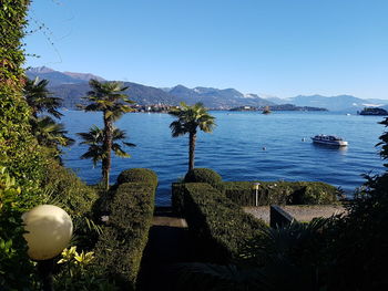 Scenic view of calm sea against clear sky