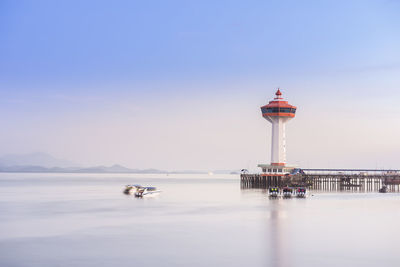 View of lighthouse in sea