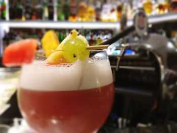 Close-up of beer in glass