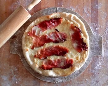 Close-up of pizza on plate