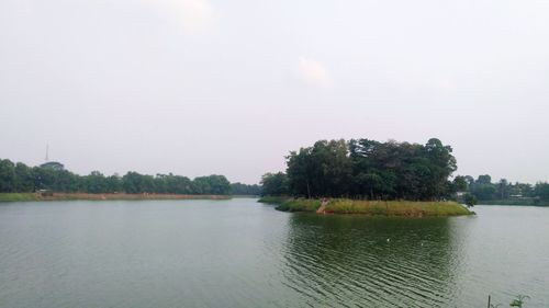 Scenic view of lake against clear sky