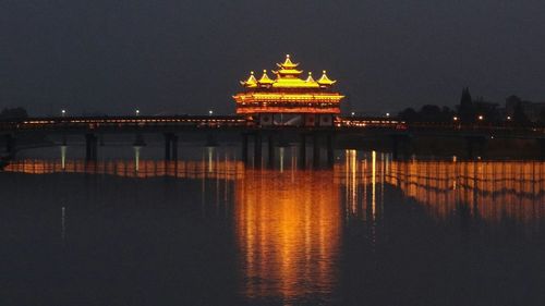 Illuminated built structure at night