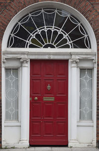 Closed door of building