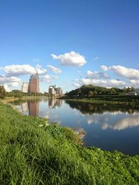 Reflection of built structures in water