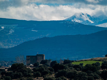 Scenic view of mountains against sky