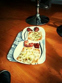 Close-up of served food on table