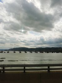 Bridge over sea against sky