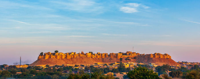 Panorama of jaisalmer fort known as the golden fort sonar quila,