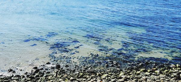 High angle view of rippled water