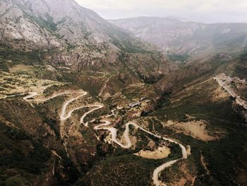 High angle view of mountain road