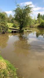 Scenic view of lake against sky