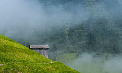 View of foggy landscape