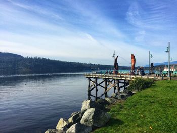 Scenic view of lake against sky