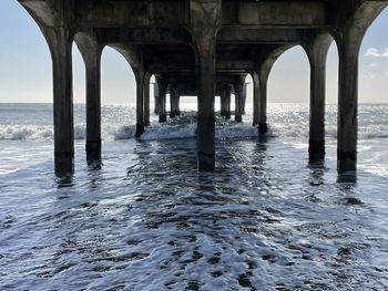 Bridge over sea against sky