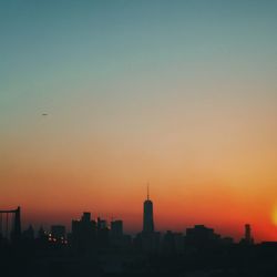 View of cityscape at sunset