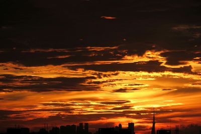 Scenic view of dramatic sky during sunset