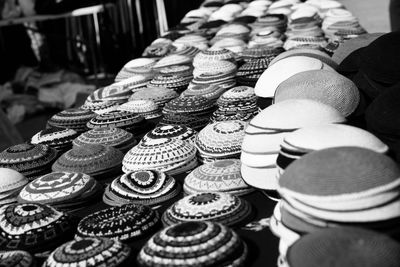 Full frame shot of kippah hats for sale at market stall