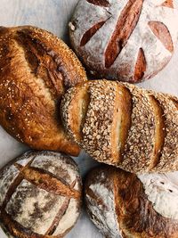 High angle view of bread on table