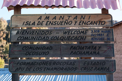 Low angle view of information sign