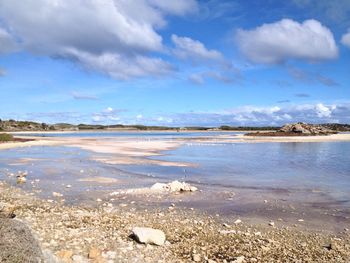 Scenic view of beach against sky