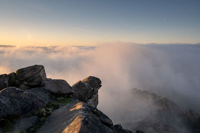 Temperature inversion at the roaches n the staffordshire, peak district national park, uk.