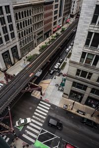 High angle view of traffic on road