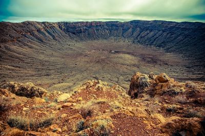 Scenic view of volcanic crater