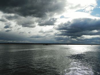 Scenic view of sea against cloudy sky