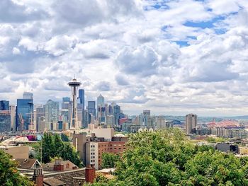 Panoramic view of modern buildings against sky