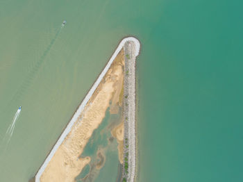 High angle view of boat on lake