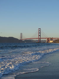 Suspension bridge over sea