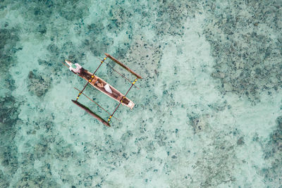 High angle view of equipment on wall