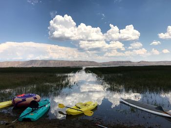 Scenic view of lake against sky