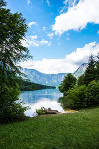 Scenic view of lake against sky