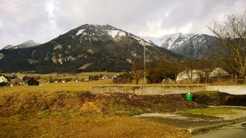 Scenic view of mountains against sky