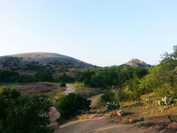 Scenic view of landscape against clear sky