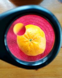 High angle view of orange in bowl