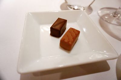 Close-up of dessert in plate on table