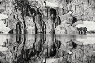 Reflection of cave in water