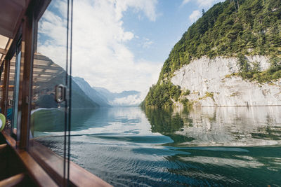 Scenic view of sea seen through window