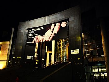 Information sign at night