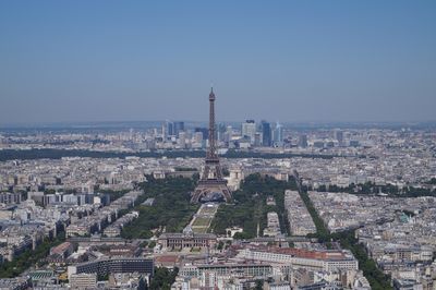 Aerial view of cityscape against clear sky