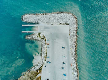 High angle view of sea and crystal lake beach pier