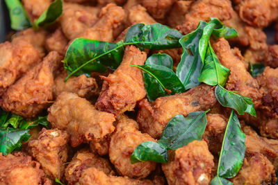 Close-up of food on leaves