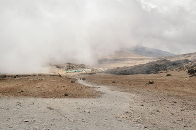 Mawenzi peak partly covered by clouds, mount kilimanjaro national park, tanzania