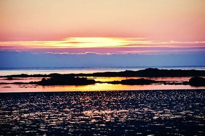 Scenic view of sea at sunset