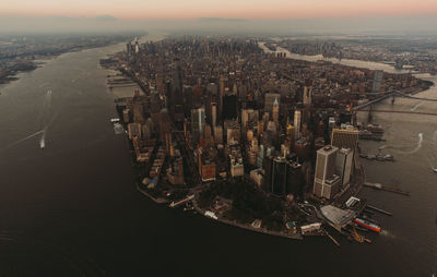 High angle view of buildings in city