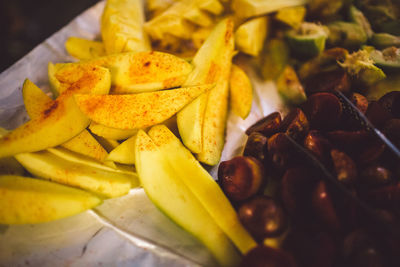 Close-up of food on table